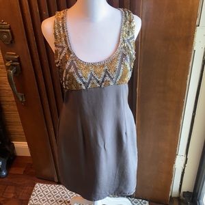 Aidan Mattox Silk Racerback Beaded Mini Dress